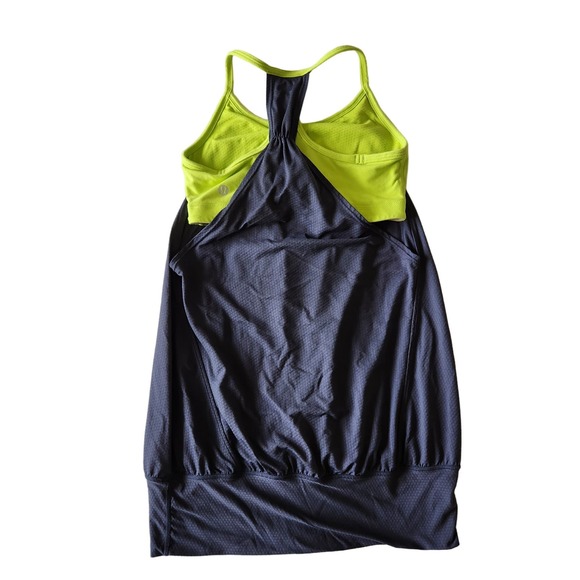 Lululemon No Limits Tank Gray and Neon Green Y2K Size 2 - Picture 3 of 6
